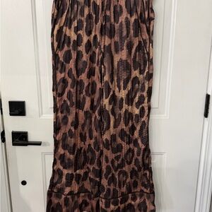 Free People Brown and Black Leopard Print Wide-Leg Pants